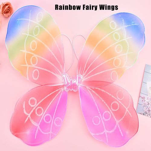 Robe Fantaisie Pour Filles, 1 Pièce, Aile De Papillon Féerique, Arc-En-Ciel, Fête D'anniversaire Pour Enfants, Accessoire Photo