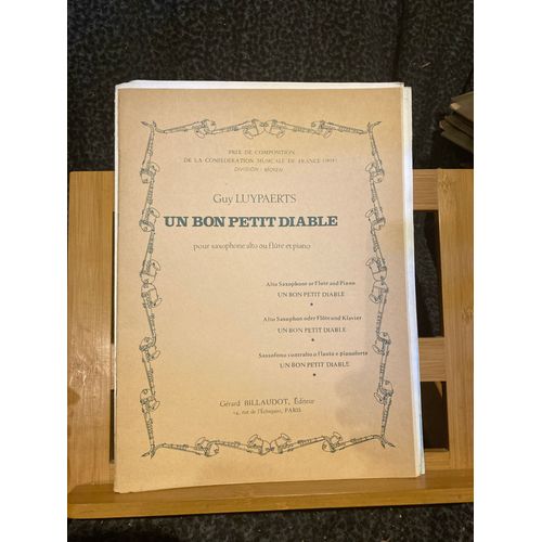 Luypaerts Un Bon Petit Diable Saxophone Alto Ou Flute Et Piano Partition Ed. Billaudot