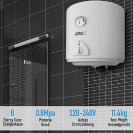 Chauffe-eau électrique 30 L chauffe-eau puissance de chauffage et thermomètre chauffe-eau chaude. Boiler 1500 W température maximale : 75° C 