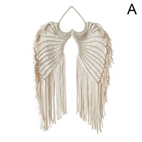 Décoration Murale Suspendue En Forme D'ailes D'anges, Style Boho, Cadeau Fait À La Main, Décoration En Macramé Pour Chambre D'ange, Pour Enfants Et Filles, Q4q0