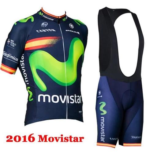 2016 Movistar Maillot De Cyclisme + Collant  Bretelles Cuissard Homme 