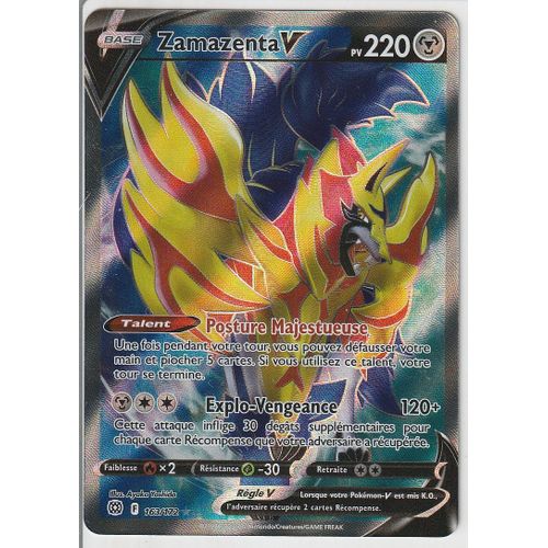 Carte Pokemon - Zamazenta V - 163/172 - Ultra-Rare En Full Art - Épée Et Bouclier 9 - Stars Etincelantes - Eb9 - Vf