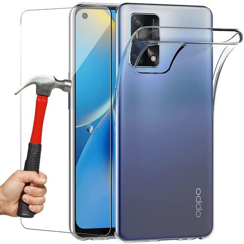 Coque Oppo A74 4g (6,43'') Avec Verre Trempe Protection Renforcee Silicone