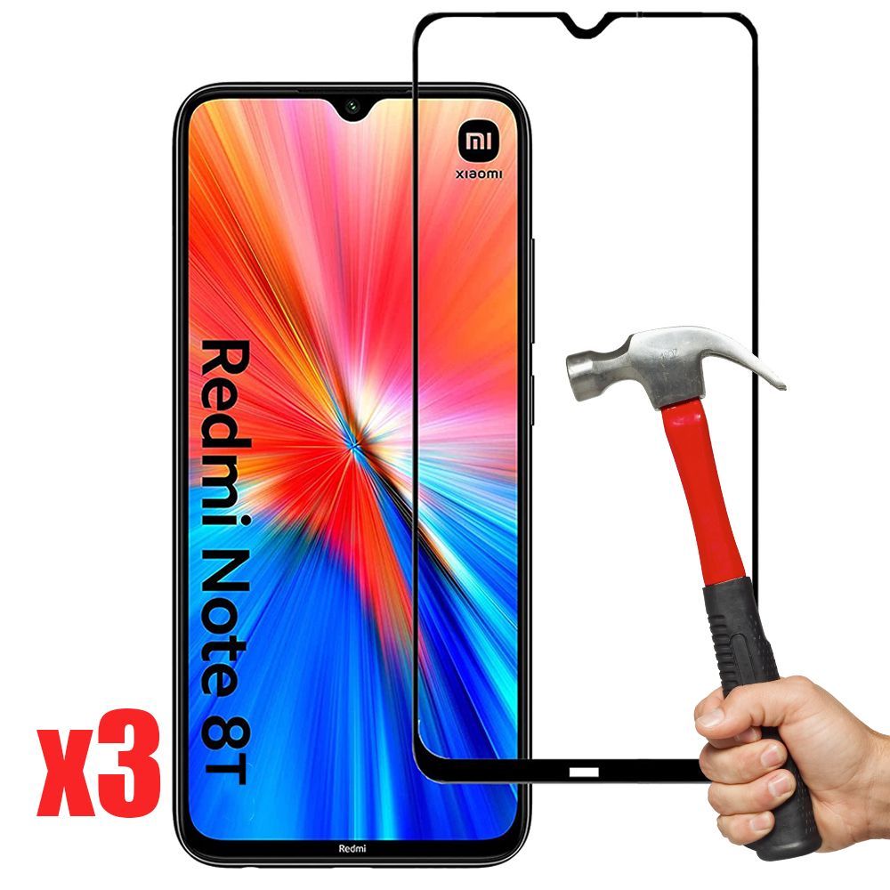 Lot- 3 Verre Trempe Redmi Note 8t Anti Trace Haute Resistance Films Vitre Ecran Noir