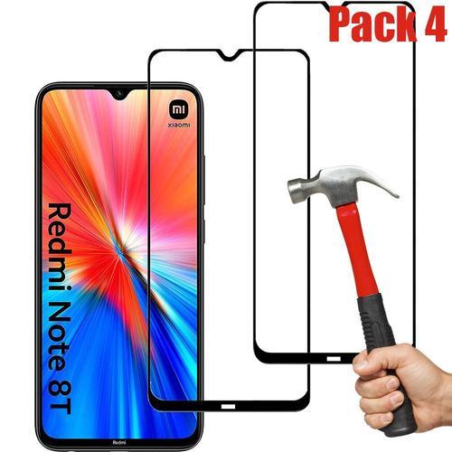 Lot- 4 Verre Trempe Redmi Note 8t Films Noir Anti Trace