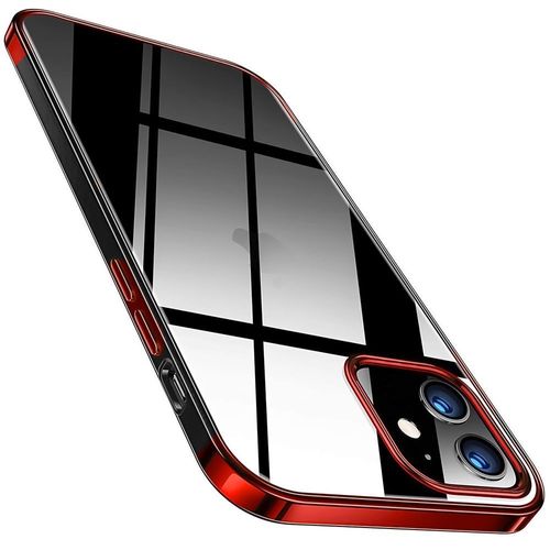 Coque Iphone 12 (6.1'') Bordure Chrome En Silicone Resistance Anti Choc Rouge
