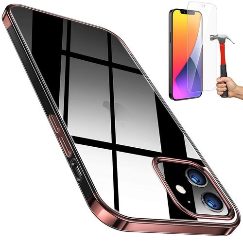 Coque Iphone 12 (6.1"") + 2 Verres Trempés Antichoc Haute Résistance Souple Rose