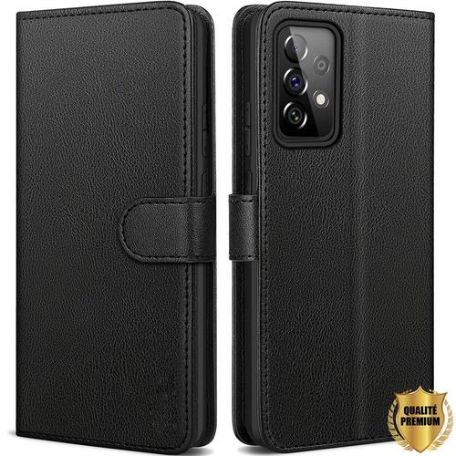 Coque Samsung A72 (6"") Sous Forme Porte Feuille Pratique Rabat Magnétique Noir