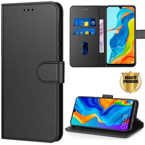 Coque Huawei P30 (6.1'') Portefeuille Noir Anti Rayure Stable Elegante Noir