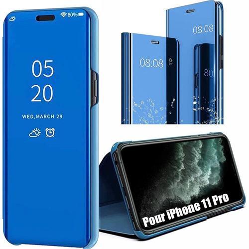 Coque Iphone 11 Pro (5.8"") Face Effet Mirroir Rigide Souple Stable Bleu