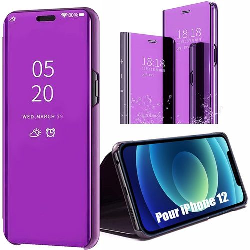 Coque Iphone 12 (6.1"") Intélligente Smart View Protection Devant Et Derrière Violet