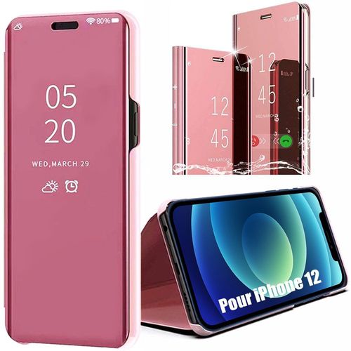 Coque Iphone 12 (6.1"") Protection Avant Et Arrière Smart View Souple Rose
