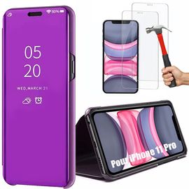Coque Iphone 11 (6.1"") Lot De 2 Verres Trempés Confortable Smart View 369 Degré Protection Violet