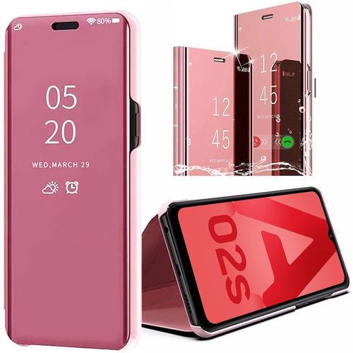 Coque Samsung A02s (6.5"") Intélligente Smart View Protection Devant Et Derrière Rose