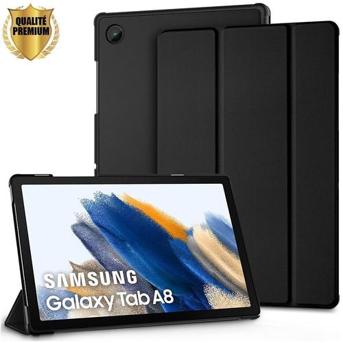 Coque Tablette Samsung Tab A8 (10.5"") Etui Housse Noir Avec Support Fonction Et Veille/Réveil Automatique Support