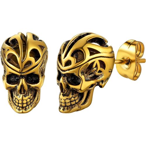 Boucle D'oreille Tete De Mort Clou D Oreille Crâne Homme Punk Garçon Femme Pendentif Fantôme Acier Créole Fille[Argent/Doré/Noir-Celtique] Bijoux Cadeau Halloween Mariage Noël