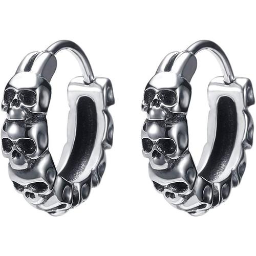 Boucle D'oreille Crâne Gothique En Acier Inoxydable Boucles D'oreilles Punk Rock Pour Hommes Bijoux Vintage