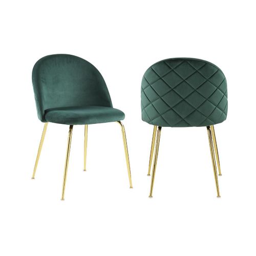 Lot De 2 Chaises Melbourne - Velours Et Métal Doré - Vert