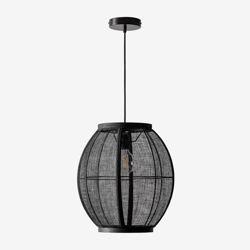 Plafonnier En Lin Ziyec Noir Ø35 Cm