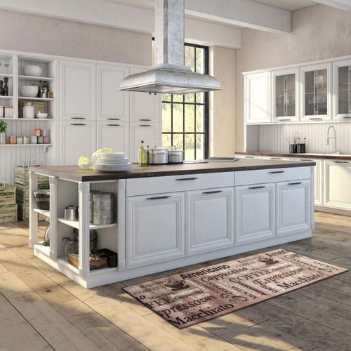 Tapis Chambre 67x180 Beige Motif Texte Cafe Love