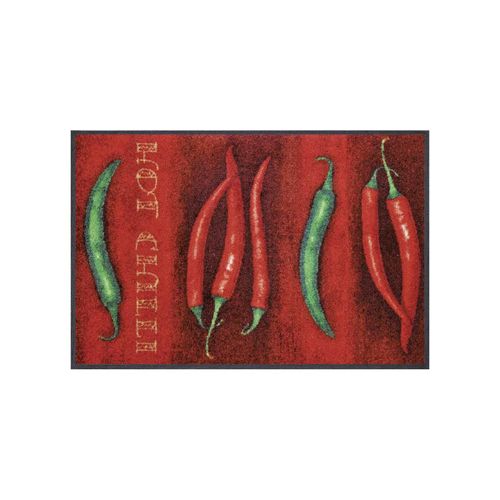 Tapis Entrée 75x120 Tissé Rouge Rectangle Motif Floral Hotil