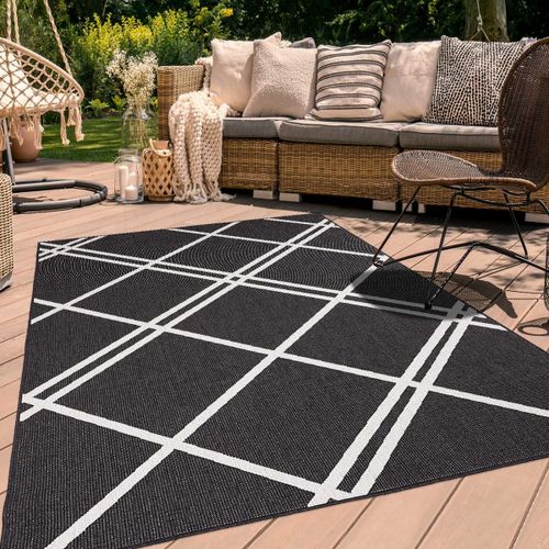 Tapis Extérieur, Kilim Reversible 80x150 Lyn2 Ab Reversible Noir Et Crème