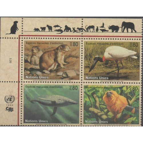 Nations Unies Suisse Timbres Espèces Menacées 1994