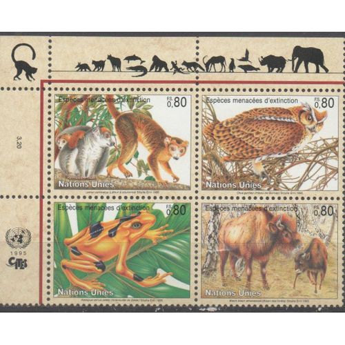 Nations Unies Suisse Timbres Espèces Menacées 1995