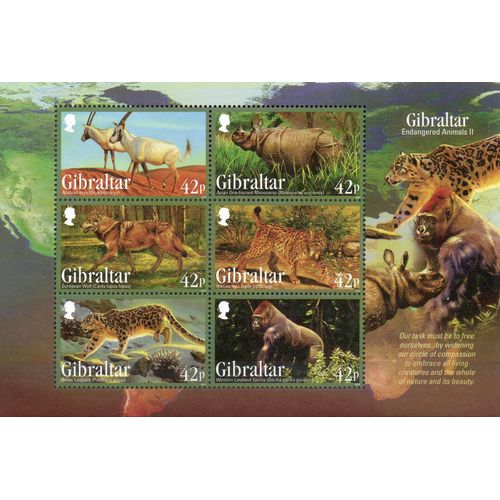 Gibraltar Timbres Espèces Menacées 2012