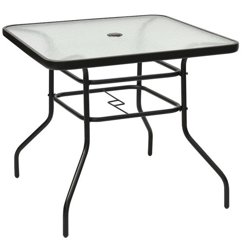 Table De Jardin Carrée En Métal Avec Plateau En Verre 81 X 81 X 71 Cm De Style Moderne Pour Terrasse Balcon Et Cour Noir Helloshop26 20_0009418