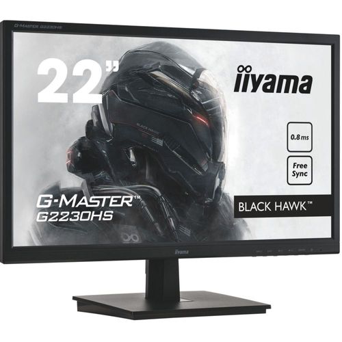 iiyama G-MASTER Black Hawk G2230HS-B1 - Écran LED - 22" (21.5" visualisable) - 1920 x 1080 Full HD (1080p) @ 75 Hz - TN - 250 cd/m² - 1000:1 - 0.8 ms - HDMI, VGA, DisplayPort - haut-parleurs -...