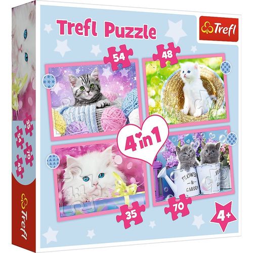 4 Puzzles - Funny Cats - 35, 48, 54 Et 70 Pièces