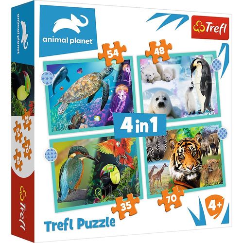 4 Puzzles - Animal Planet - 35, 48, 54 Et 70 Pièces