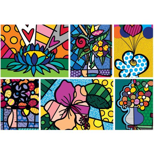 Romero Britto - Collage: Flowers - Puzzle 2000 Pièces