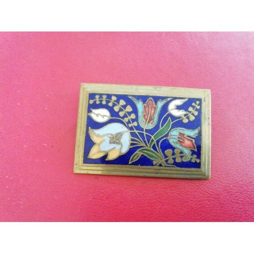 Ancienne Broche En Émaux Cloisonné N. 2 50 Mn Sur 35 Mn Manque La Tige