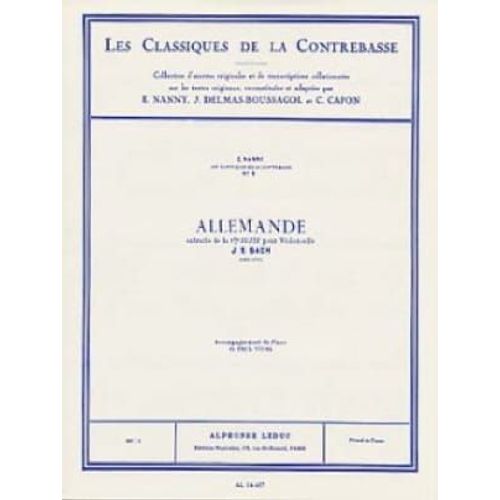 J.S. Bach : Allemande Extraite De La 1ère Suite Pour Violoncelle - Les Classiques De La Contrebasse N° 1