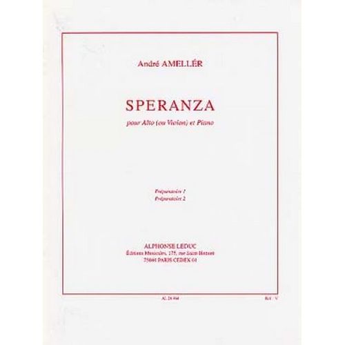 André Ameller : Speranza Pour Alto (Ou Violon) Et Piano