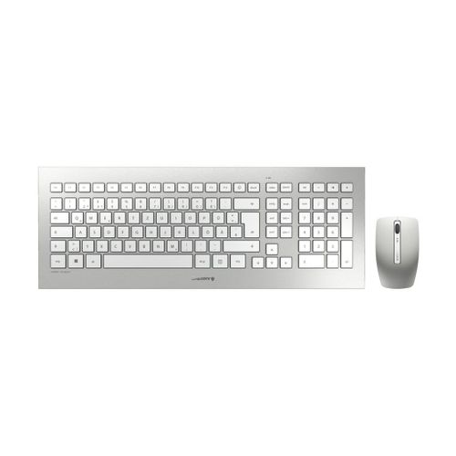 CHERRY DW 8000 - Ensemble clavier et souris - sans fil - 2.4 GHz - US avec le symbole de l'euro - blanc, argent