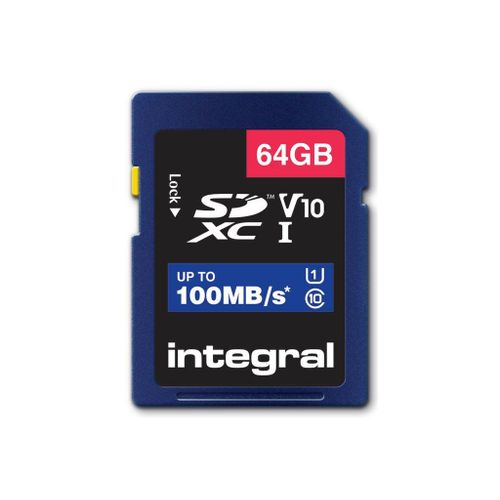 Integral - Carte mémoire flash - 64 Go - Video Class V10 / UHS-I U1 / Class10 - SDXC UHS-I
