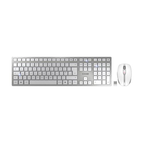 CHERRY DW 9100 SLIM - Ensemble clavier et souris - sans fil - 2.4 GHz, Bluetooth 4.2 - QWERTY - R.-U. - blanc, argent