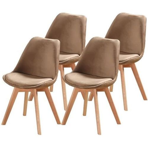 Enjoy Lot De 4 Chaises Design Scandinave Taupe Bois Naturel