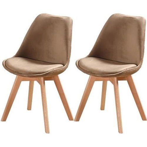 Enjoy Lot De 2 Chaises Design Scandinave Taupe Bois Naturel