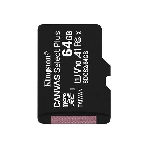 Kingston Canvas Select Plus - Carte mémoire flash - 64 Go - A1 / Video Class V10 / UHS Class 1 / Class10 - microSDXC UHS-I
