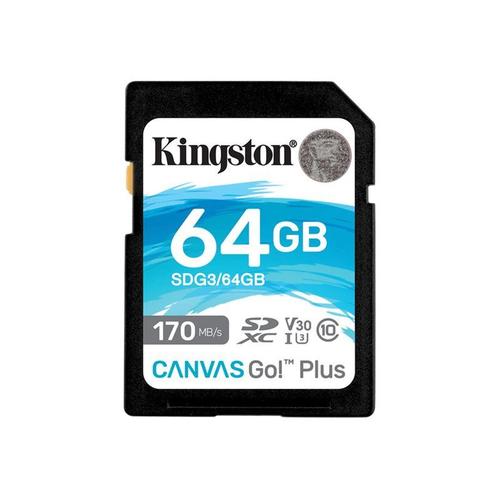 Kingston Canvas Go! Plus - Carte mémoire flash - 64 Go - Video Class V30 / UHS-I U3 / Class10 - SDXC UHS-I