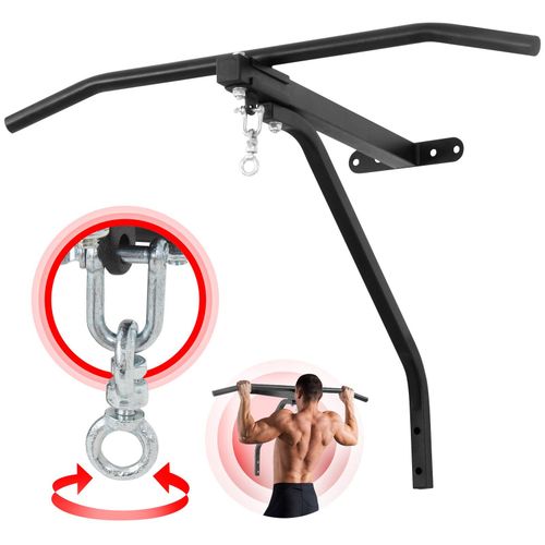 Physionics® Barre De Traction Avec Support Pour Sac De Frappe - Montage Mural, En Acier, Charge Max. 100 Kg - Pull Up Bar, Support Mural Pour Sac De Boxe
