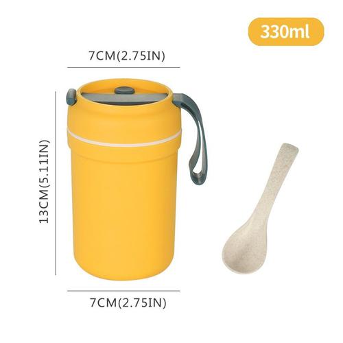 Bouteille D'eau Portable En Plastique Pour Enfants, Double Couche, Conteneur De Nourriture Pour Petit Déjeuner, Tasse À Soupe Anti-Fuite Avec Cuillère