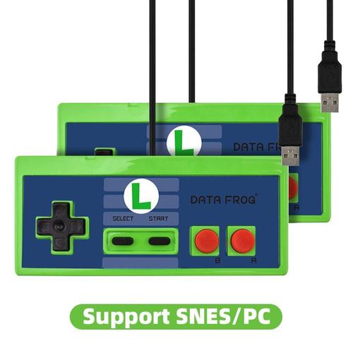 2pcs L Vert Manche De Jeu Usb Pour Nintendo Snes / Windows 7 / 8/10 / Mac, Contrôleur, Joystick