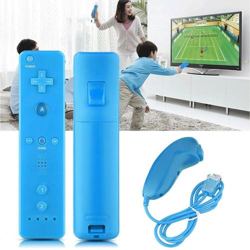 Bleu Manette De Jeu Sans Fil Pour Nintendo Wii, Télécommande Sans Motion Plus + Contrôleur Nunchuck, Joystick Versez Accessoires Nintendo Wii