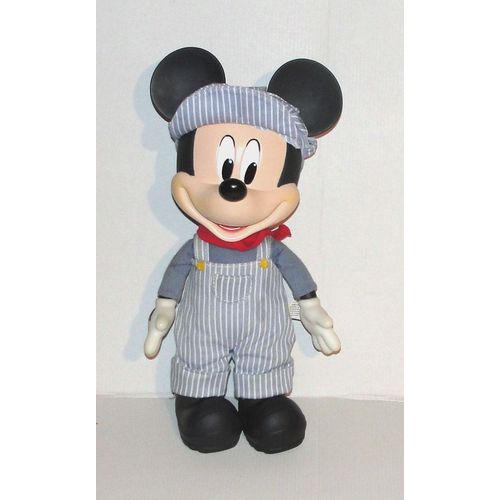 Mickey Sonore Déguisé En Conducteur De Train Ou Cheminot Peluche Parle Anglais Avec La Vrai Voix De Mickey Disney Store London 32cm