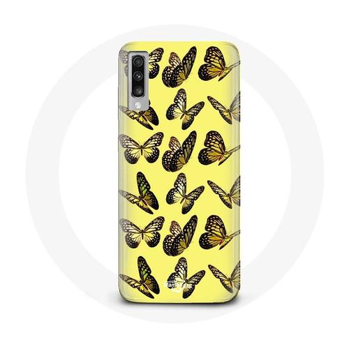 Coque Pour Samsung Galaxy A50 Papillons Fond Jaune